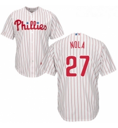 Youth Majestic Philadelphia Phillies 27 Aaron Nola Replica WhiteRed Strip Home Cool Base MLB Jersey Youth Majestic Philadelphia Phillies 27 Aaron Nola Replica WhiteRed Strip Home Cool Base MLB Jersey