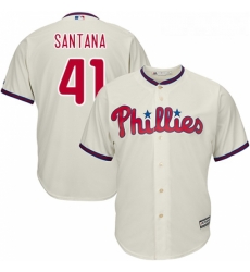 Youth Majestic Philadelphia Phillies 41 Carlos Santana Replica Cream Alternate Cool Base MLB Jersey Youth Majestic Philadelphia Phillies 41 Carlos Santana Replica Cream Alternate Cool Base MLB Jersey