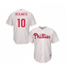 Youth Philadelphia Phillies 10 J T Realmuto Replica White Red Strip Home Cool Base Baseball Jersey Youth Philadelphia Phillies 10 J T Realmuto Replica White Red Strip Home Cool Base Baseball Jersey