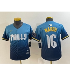 Youth Philadelphia Phillies 16 Brandon Marsh Blue 2024 City Connect Limited Stitched Baseball Jersey Youth Philadelphia Phillies 16 Brandon Marsh Blue 2024 City Connect Limited Stitched Baseball Jersey