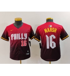 Youth Philadelphia Phillies 16 Brandon Marsh Red 2024 City Connect Limited Stitched Baseball Jersey 1 Youth Philadelphia Phillies 16 Brandon Marsh Red 2024 City Connect Limited Stitched Baseball Jersey 1