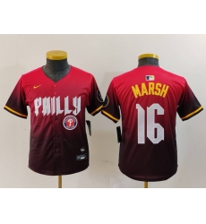 Youth Philadelphia Phillies 16 Brandon Marsh Red 2024 City Connect Limited Stitched Baseball Jersey 3 Youth Philadelphia Phillies 16 Brandon Marsh Red 2024 City Connect Limited Stitched Baseball Jersey 3