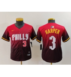 Youth Philadelphia Phillies 3 Bryce Harper Red 2024 City Connect Limited Stitched Baseball Jersey 5 Youth Philadelphia Phillies 3 Bryce Harper Red 2024 City Connect Limited Stitched Baseball Jersey 5