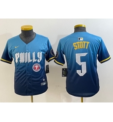 Youth Philadelphia Phillies 5 Bryson Stott Blue 2024 City Connect Limited Stitched Baseball Jersey 3 Youth Philadelphia Phillies 5 Bryson Stott Blue 2024 City Connect Limited Stitched Baseball Jersey 3