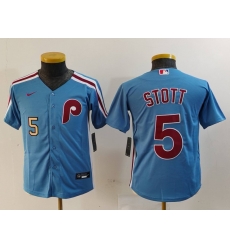 Youth Philadelphia Phillies 5 Bryson Stott Blue Cool Base Stitched Baseball Jersey 1 Youth Philadelphia Phillies 5 Bryson Stott Blue Cool Base Stitched Baseball Jersey 1