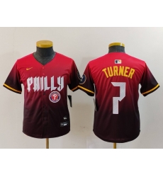Youth Philadelphia Phillies 7 Trea Turner Red 2024 City Connect Limited Stitched Baseball Jersey 3 Youth Philadelphia Phillies 7 Trea Turner Red 2024 City Connect Limited Stitched Baseball Jersey 3