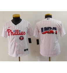 Youth Philadelphia Phillies Team Big Logo White Cool Base Stitched Baseball Jersey 2 Youth Philadelphia Phillies Team Big Logo White Cool Base Stitched Baseball Jersey 2