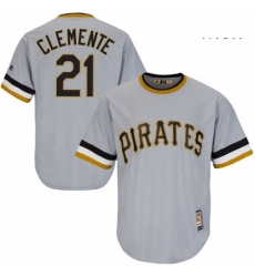 Mens Majestic Pittsburgh Pirates 21 Roberto Clemente Authentic Grey Cooperstown Throwback MLB Jersey Mens Majestic Pittsburgh Pirates 21 Roberto Clemente Authentic Grey Cooperstown Throwback MLB Jersey
