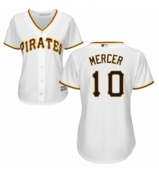 Womens Majestic Pittsburgh Pirates 10 Jordy Mercer Replica White Home Cool Base MLB Jersey Womens Majestic Pittsburgh Pirates 10 Jordy Mercer Replica White Home Cool Base MLB Jersey