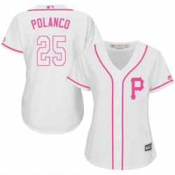 Womens Majestic Pittsburgh Pirates 25 Gregory Polanco Replica White Fashion Cool Base MLB Jersey