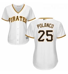 Womens Majestic Pittsburgh Pirates 25 Gregory Polanco Replica White Home Cool Base MLB Jersey Womens Majestic Pittsburgh Pirates 25 Gregory Polanco Replica White Home Cool Base MLB Jersey
