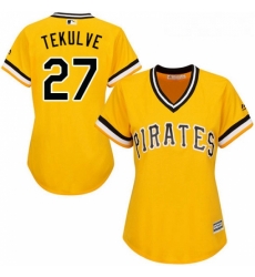 Womens Majestic Pittsburgh Pirates 27 Kent Tekulve Replica Gold Alternate Cool Base MLB Jersey Womens Majestic Pittsburgh Pirates 27 Kent Tekulve Replica Gold Alternate Cool Base MLB Jersey