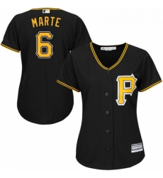 Womens Majestic Pittsburgh Pirates 6 Starling Marte Replica Black Alternate Cool Base MLB Jersey Womens Majestic Pittsburgh Pirates 6 Starling Marte Replica Black Alternate Cool Base MLB Jersey