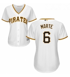 Womens Majestic Pittsburgh Pirates 6 Starling Marte Replica White Home Cool Base MLB Jersey Womens Majestic Pittsburgh Pirates 6 Starling Marte Replica White Home Cool Base MLB Jersey