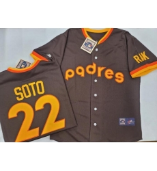 Men SAN DIEGO PADRES Juan Soto #22 Vintage Cooperstown Collection Jersey BROWN Men SAN DIEGO PADRES Juan Soto #22 Vintage Cooperstown Collection Jersey BROWN