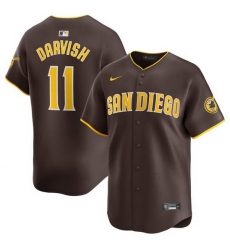 Men San Diego Padres 11 Yu Darvish Brown 2024 Away Limited Stitched Baseball Jersey Men San Diego Padres 11 Yu Darvish Brown 2024 Away Limited Stitched Baseball Jersey