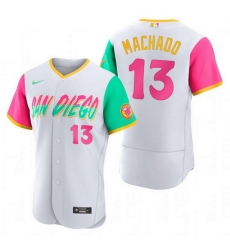 Men San Diego Padres 13 Manny Machado 2022 White City Connect Flex Base Stitched Baseball Jersey Men San Diego Padres 13 Manny Machado 2022 White City Connect Flex Base Stitched Baseball Jersey