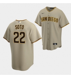 Men San Diego Padres 22 Juan Soto Tan Cool Base Stitched Baseball Jersey Men San Diego Padres 22 Juan Soto Tan Cool Base Stitched Baseball Jersey