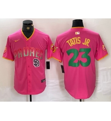 Men San Diego Padres 23 Fernando Tatis Jr Pink Cool Base Stitched Baseball Jersey 3 Men San Diego Padres 23 Fernando Tatis Jr Pink Cool Base Stitched Baseball Jersey 3