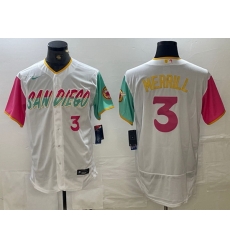 Men San Diego Padres 3 Jackson Merrill White City Connect Flex Base Stitched Baseball Jersey Men San Diego Padres 3 Jackson Merrill White City Connect Flex Base Stitched Baseball Jersey