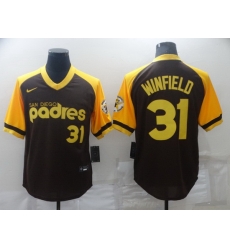 Men San Diego Padres 31 Dave Winfield Brown Stitched jersey Men San Diego Padres 31 Dave Winfield Brown Stitched jersey