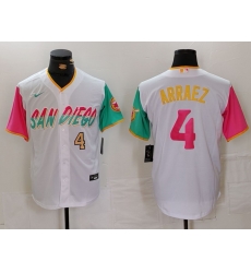 Men San Diego Padres 4 Luis Arraez White City Connect Cool Base Stitched Baseball Jersey 2 Men San Diego Padres 4 Luis Arraez White City Connect Cool Base Stitched Baseball Jersey 2