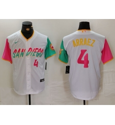 Men San Diego Padres 4 Luis Arraez White City Connect Cool Base Stitched Baseball Jersey 3 Men San Diego Padres 4 Luis Arraez White City Connect Cool Base Stitched Baseball Jersey 3