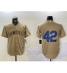 Men San Diego Padres 42 Jackie Robinson Tan Cool Base Stitched Baseball Jersey 3 Men San Diego Padres 42 Jackie Robinson Tan Cool Base Stitched Baseball Jersey 3