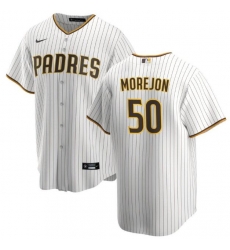 Men San Diego Padres 50 Adrian Morejon White Home Stitched Baseball Jersey Men San Diego Padres 50 Adrian Morejon White Home Stitched Baseball Jersey