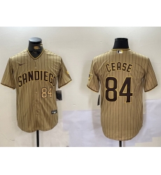 Men San Diego Padres 84 Dylan Cease Tan Cool Base Stitched Baseball Jersey 3 Men San Diego Padres 84 Dylan Cease Tan Cool Base Stitched Baseball Jersey 3