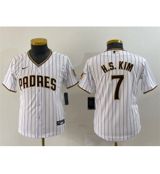 Youth San Diego Padres 7 Ha Seong Kim White Stitched Baseball Jersey Youth San Diego Padres 7 Ha Seong Kim White Stitched Baseball Jersey