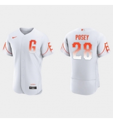 Men San Francisco Giants 28 Buster Posey Men 2021 City Connect Authentic White Jersey Men San Francisco Giants 28 Buster Posey Men 2021 City Connect Authentic White Jersey
