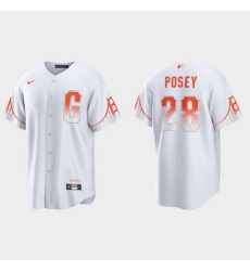 Men San Francisco Giants 28 Buster Posey Men 2021 City Connect White Fan Version Jersey Men San Francisco Giants 28 Buster Posey Men 2021 City Connect White Fan Version Jersey