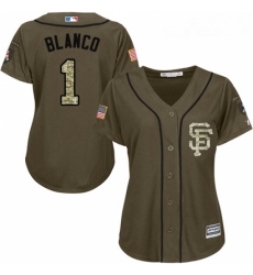 Womens Majestic San Francisco Giants 1 Gregor Blanco Authentic Green Salute to Service MLB Jersey Womens Majestic San Francisco Giants 1 Gregor Blanco Authentic Green Salute to Service MLB Jersey