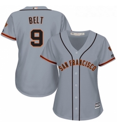 Womens Majestic San Francisco Giants 9 Brandon Belt Replica Grey Road Cool Base MLB Jersey Womens Majestic San Francisco Giants 9 Brandon Belt Replica Grey Road Cool Base MLB Jersey