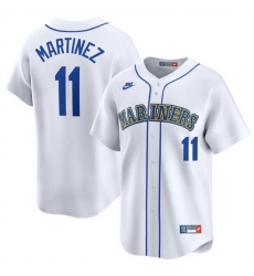 Men Seattle Mariners 11 Edgar Martinez White Throwback Cooperstown Limited Stitched Jersey Men Seattle Mariners 11 Edgar Martinez White Throwback Cooperstown Limited Stitched Jersey
