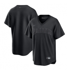 Men Seattle Mariners Blank Black Pitch Black Fashion Replica Stitched Jersey Men Seattle Mariners Blank Black Pitch Black Fashion Replica Stitched Jersey