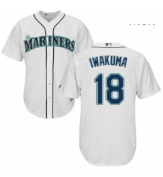Mens Majestic Seattle Mariners 18 Hisashi Iwakuma Replica White Home Cool Base MLB Jersey Mens Majestic Seattle Mariners 18 Hisashi Iwakuma Replica White Home Cool Base MLB Jersey