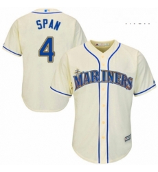 Mens Majestic Seattle Mariners 4 Denard Span Replica Cream Alternate Cool Base MLB Jersey Mens Majestic Seattle Mariners 4 Denard Span Replica Cream Alternate Cool Base MLB Jersey