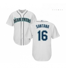 Mens Seattle Mariners 16 Domingo Santana Replica White Home Cool Base Baseball Jersey Mens Seattle Mariners 16 Domingo Santana Replica White Home Cool Base Baseball Jersey