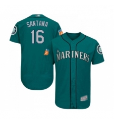 Mens Seattle Mariners 16 Domingo Santana Teal Green Alternate Flex Base Authentic Collection MLB Jersey Mens Seattle Mariners 16 Domingo Santana Teal Green Alternate Flex Base Authentic Collection MLB Jersey