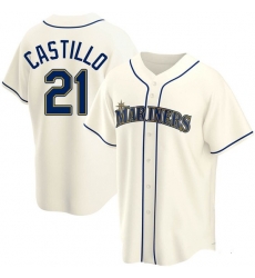 Mens Seattle Mariners 21 Luis Castillo Authentic Cream Alternate Jerseys Mens Seattle Mariners 21 Luis Castillo Authentic Cream Alternate Jerseys