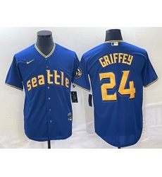 Men's Seattle Mariners #24 Ken Griffey Blue 2023 City Connect Cool Base Stitched Jersey Men's Seattle Mariners #24 Ken Griffey Blue 2023 City Connect Cool Base Stitched Jersey