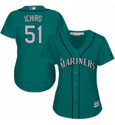 Womens Majestic Seattle Mariners 51 Ichiro Suzuki Replica Teal Green Alternate Cool Base MLB Jersey Womens Majestic Seattle Mariners 51 Ichiro Suzuki Replica Teal Green Alternate Cool Base MLB Jersey