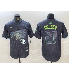 Men Tampa Bay Rays 21 Jonny DeLuca Charcoal 2024 City Connect Limited Stitched jerseys 4 Men Tampa Bay Rays 21 Jonny DeLuca Charcoal 2024 City Connect Limited Stitched jerseys 4