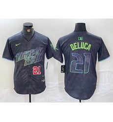 Men Tampa Bay Rays 21 Jonny DeLuca Charcoal 2024 City Connect Limited Stitched jerseys Men Tampa Bay Rays 21 Jonny DeLuca Charcoal 2024 City Connect Limited Stitched jerseys