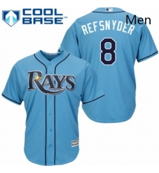 Mens Majestic Tampa Bay Rays 8 Rob Refsnyder Replica Light Blue Alternate 2 Cool Base MLB Jersey Mens Majestic Tampa Bay Rays 8 Rob Refsnyder Replica Light Blue Alternate 2 Cool Base MLB Jersey