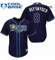 Mens Majestic Tampa Bay Rays 8 Rob Refsnyder Replica Navy Blue Alternate Cool Base MLB Jersey Mens Majestic Tampa Bay Rays 8 Rob Refsnyder Replica Navy Blue Alternate Cool Base MLB Jersey