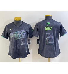 Women Tampa Bay Rays 2 Yandy Diaz Charcoal 2024 City Connect Limited Stitched Baseball Jersey 1 Women Tampa Bay Rays 2 Yandy Diaz Charcoal 2024 City Connect Limited Stitched Baseball Jersey 1