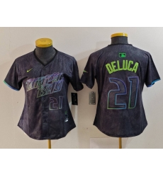 Women Tampa Bay Rays 21 Jonny DeLuca Charcoal 2024 City Connect Limited Stitched Baseball Jersey 2 Women Tampa Bay Rays 21 Jonny DeLuca Charcoal 2024 City Connect Limited Stitched Baseball Jersey 2